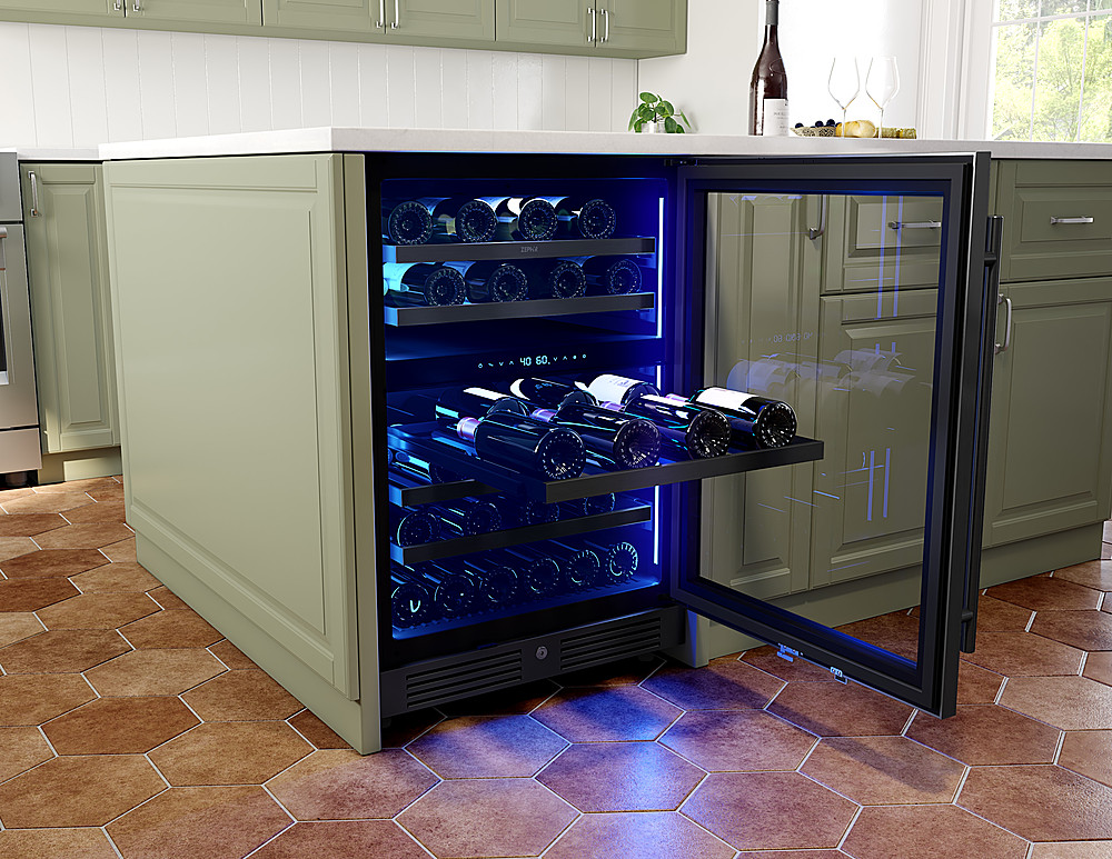 Alt View 14. Zephyr - Presrv 24 in. 45-Bottle Built-In or Freestanding Dual Zone Wine Cooler - black stainless steel.