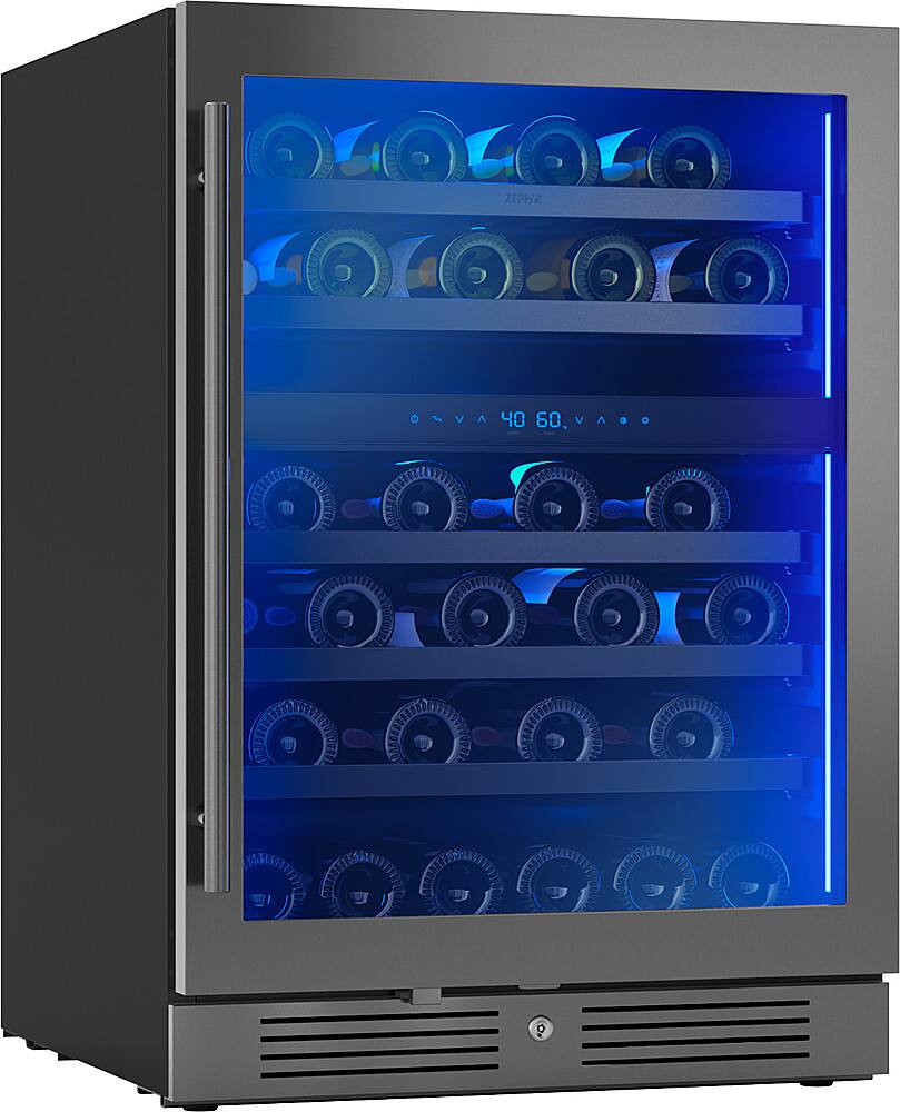 Alt View 15. Zephyr - Presrv 24 in. 45-Bottle Built-In or Freestanding Dual Zone Wine Cooler - black stainless steel.