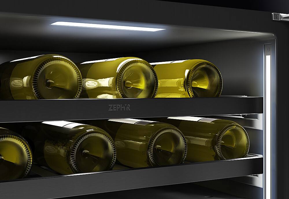 Alt View 19. Zephyr - Presrv 24 in. 45-Bottle Built-In or Freestanding Dual Zone Wine Cooler - black stainless steel.
