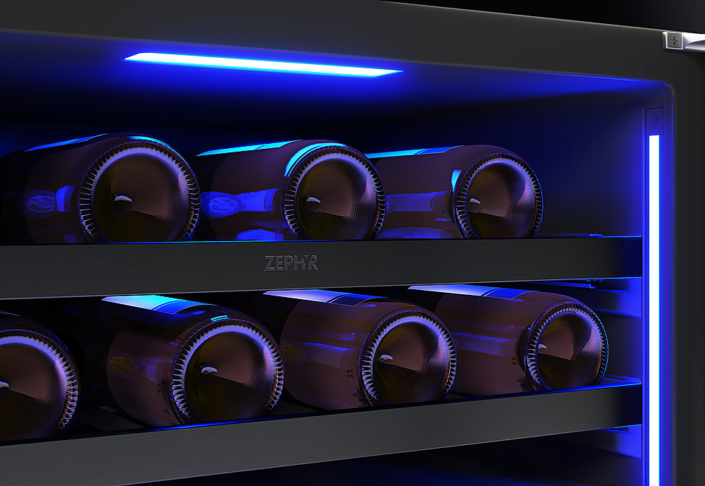 Alt View 20. Zephyr - Presrv 24 in. 45-Bottle Built-In or Freestanding Dual Zone Wine Cooler - black stainless steel.