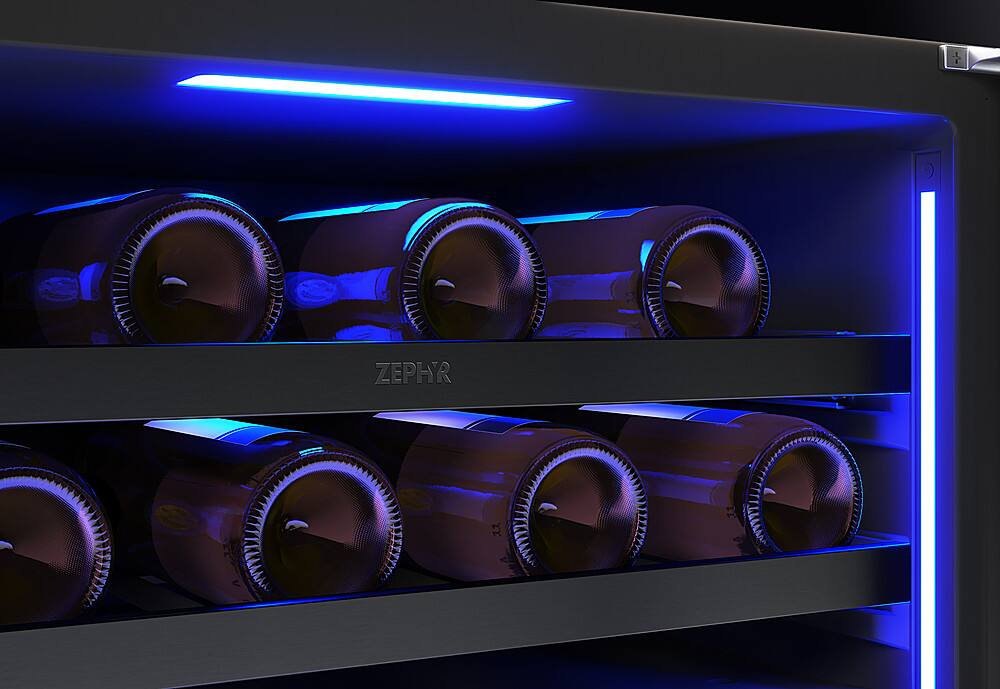 Alt View 20. Zephyr - Presrv 24 in. 45-Bottle Built-In or Freestanding Dual Zone Wine Cooler - black stainless steel.