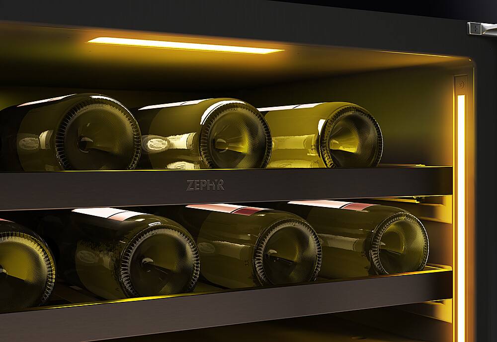 Alt View 21. Zephyr - Presrv 24 in. 45-Bottle Built-In or Freestanding Dual Zone Wine Cooler - black stainless steel.