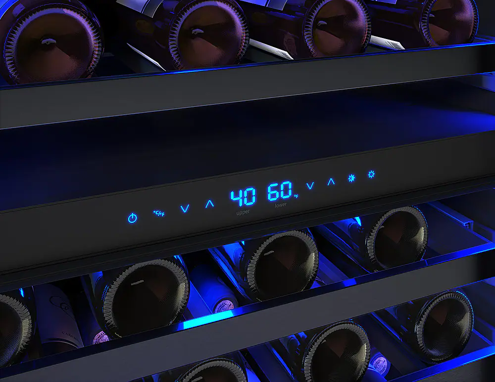 Alt View 22. Zephyr - Presrv 24 in. 45-Bottle Built-In or Freestanding Dual Zone Wine Cooler - black stainless steel.