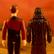 The image features two action figures, one of which is a Star Trek character, standing next to each other. The Star Trek character is wearing a red shirt and appears to be a Klingon. The other figure is a man in a red shirt, possibly representing a Star Wars character. The action figures are posed in front of a red background, which adds to the overall visual appeal of the scene.