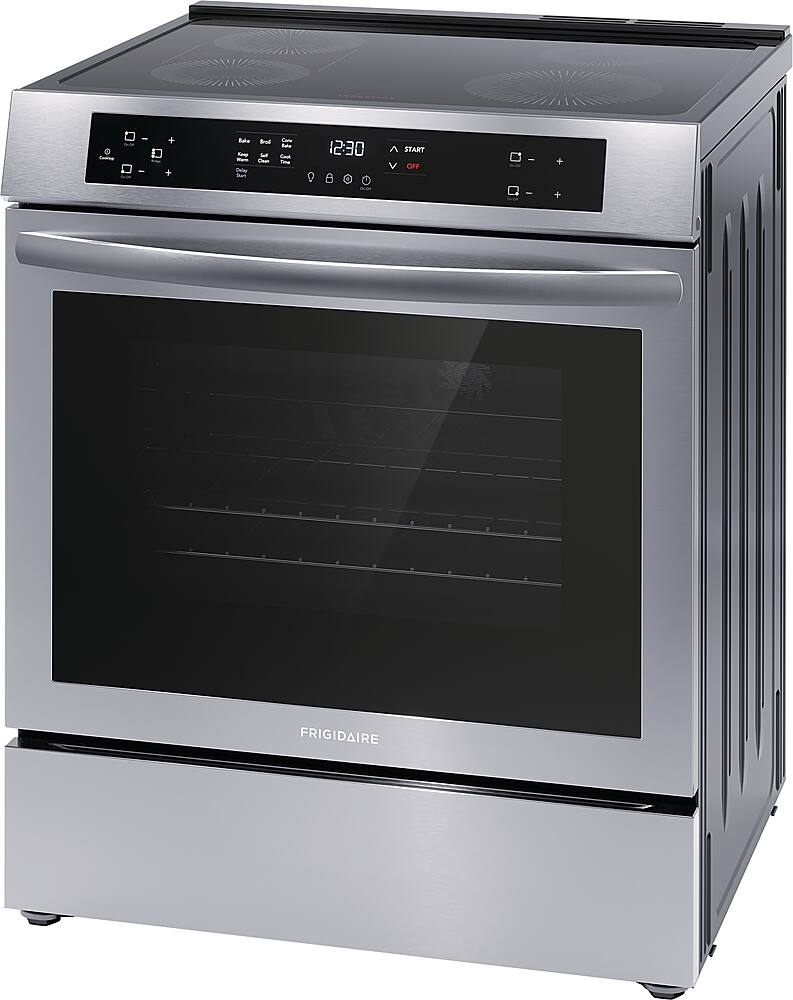 Angle. Frigidaire - 5.3 Cu. Ft. Front Control Electric Induction Range with Convection Bake - Stainless steel.