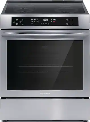 Front. Frigidaire - 5.3 Cu. Ft. Front Control Electric Induction Range with Convection Bake - Stainless steel.