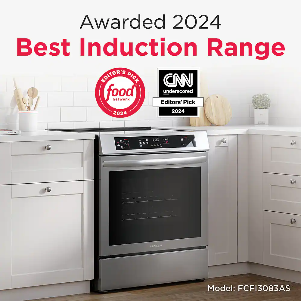 Awarded 2024 Best Induction Range - Editor's Pick - CNN Food Underscored Network - 2024 - Prigidaire Model: FCFI3083AS