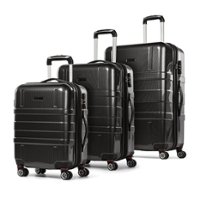 Bugatti - Budapest Hard Case Luggage Set (3-Piece) - Black - Front_Zoom