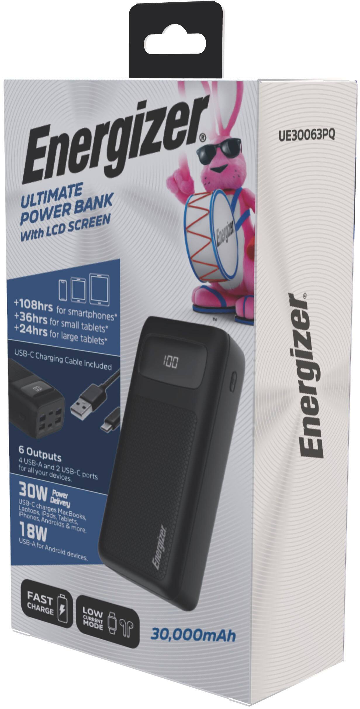 Alt View 20. Energizer - Ultimate Lithium 30,000 mAh 30W PD USB-C Universal Portable Battery Charger/Power Bank with 6 Ports and LCD Display - Black.