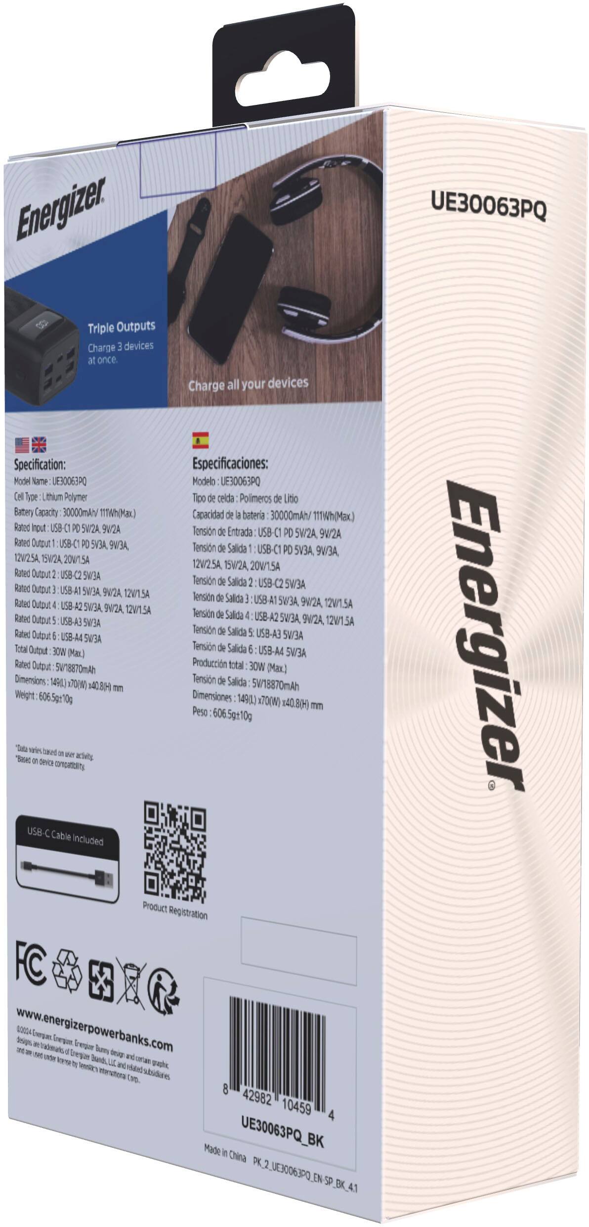 Alt View 21. Energizer - Ultimate Lithium 30,000 mAh 30W PD USB-C Universal Portable Battery Charger/Power Bank with 6 Ports and LCD Display - Black.