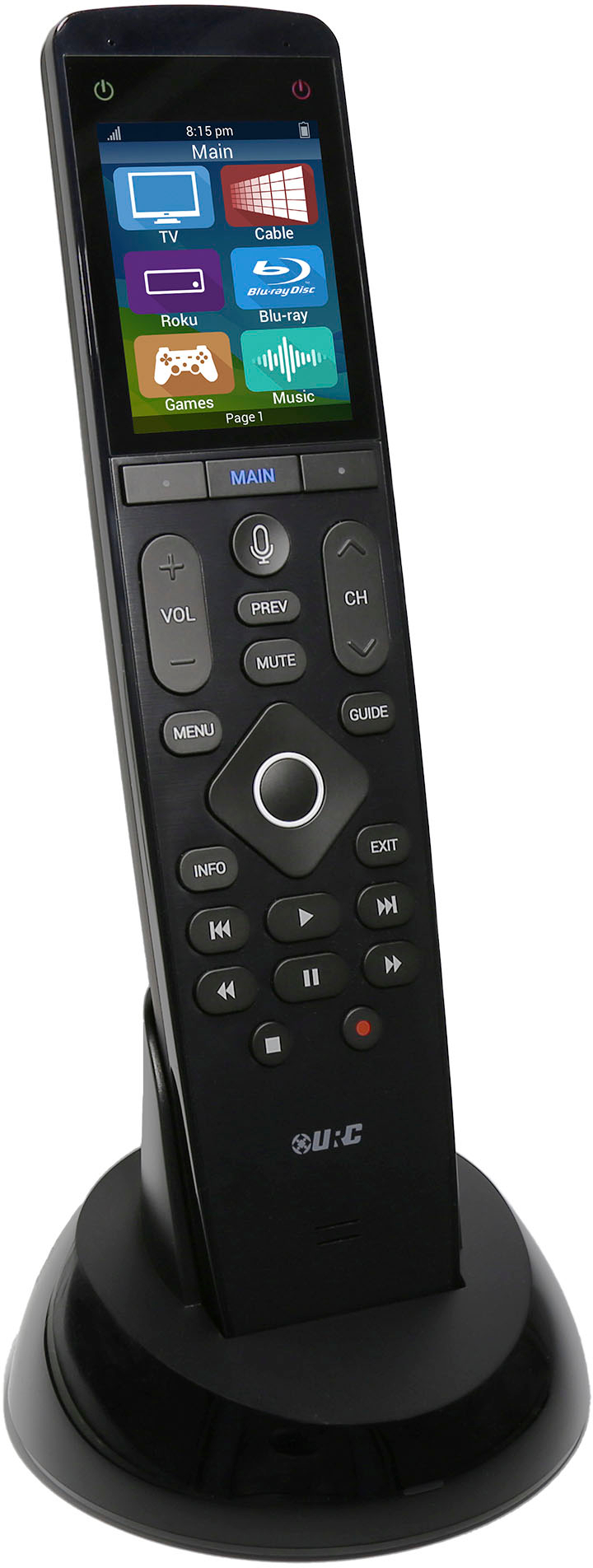 Angle. Universal Remote Control - Touch Screen Wand Remote with Microphone - Black.