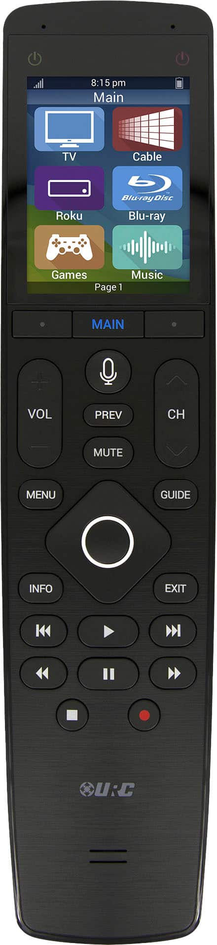 Universal Remote Control - Touch Screen Wand Remote with Microphone - Black - Front_Zoom