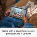 Left. Amazon - Fire Max 11 tablet, vivid 11" display, octa-core processor, 4 GB RAM, 14-hour battery life, 128 GG - Gray.