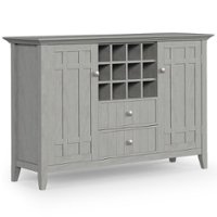 Simpli Home - Bedford SOLID WOOD 54 inch Wide Transitional Sideboard Buffet and Wine Rack in - Fog Grey - Front_Zoom