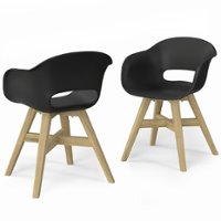 Simpli Home - Kona Outdoor Dining Chair in Plastic ( Set of 2 ) - Black - Front_Zoom