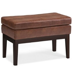 Simpli Home - Carlson Small Ottoman Bench - Distressed Saddle Brown - Front_Zoom