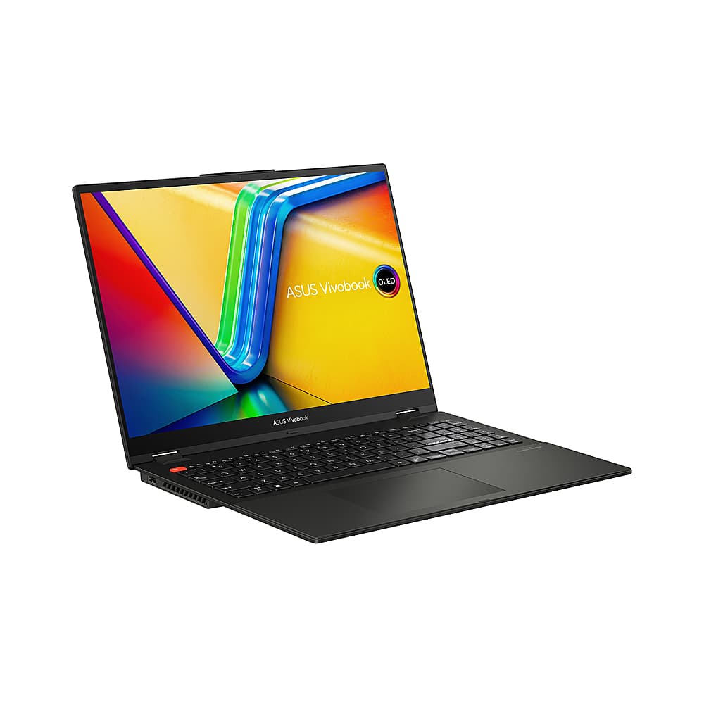 Left. ASUS - Vivobook S Flip 16" WUXGA Touchscreen Laptop - Intel 13th Gen Core i9 with 16GB Memory - 1TB SSD - Midnight Black.