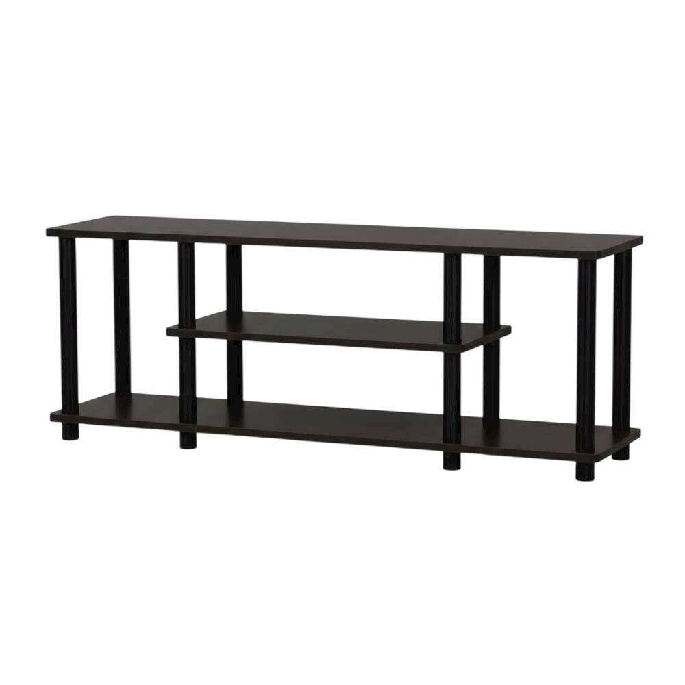 Alt View 3. FurniFact - Walnut TV Stand with 3-Tier Open Storage and Modern Design - Brown.