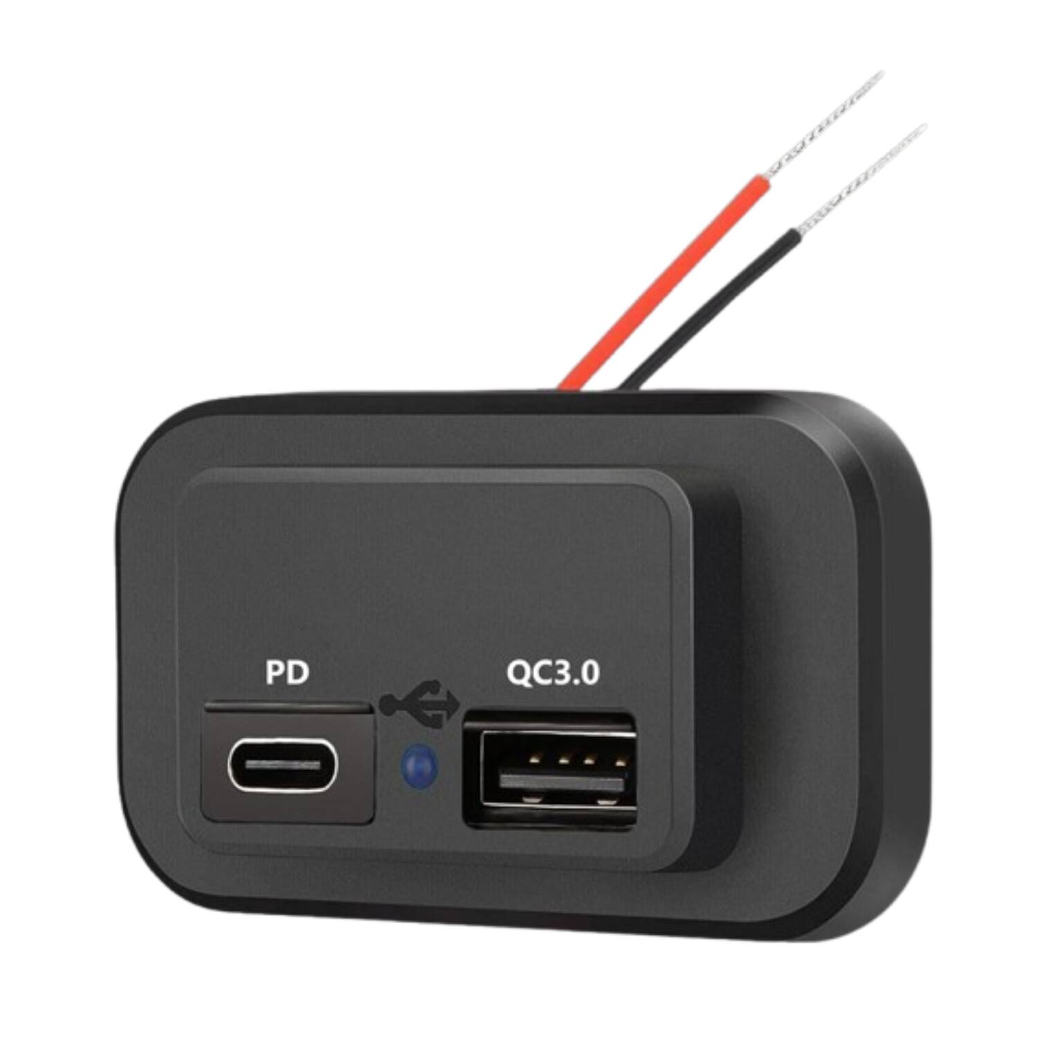 Stock Preferred - 1Pc 12V–24V Dual USB PD QC3.0 Car Charger Socket with ON/OFF Switch & Blue LED Indicator