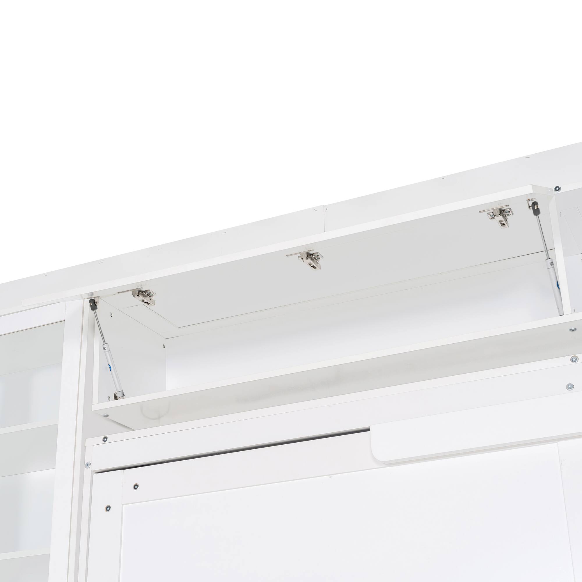 Alt View 7. Tiramisubest - Queen Size Murphy Bed with Sofa, Shelves, USB & Light, White, 114x41x84 inches, 485 pounds - White.