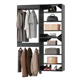 Roomtec - 46 in Black Modular Closet System Unit-Customizable Wall Mounted Walk-In Closets for Bedroom or Walk-in Closet - Black