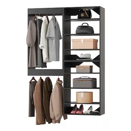 Front. Roomtec - Roomtec 46 in Black Modular Closet System Unit-Customizable Wall Mounted Walk-In Closets for Bedroom or Walk-in Closet - Black.