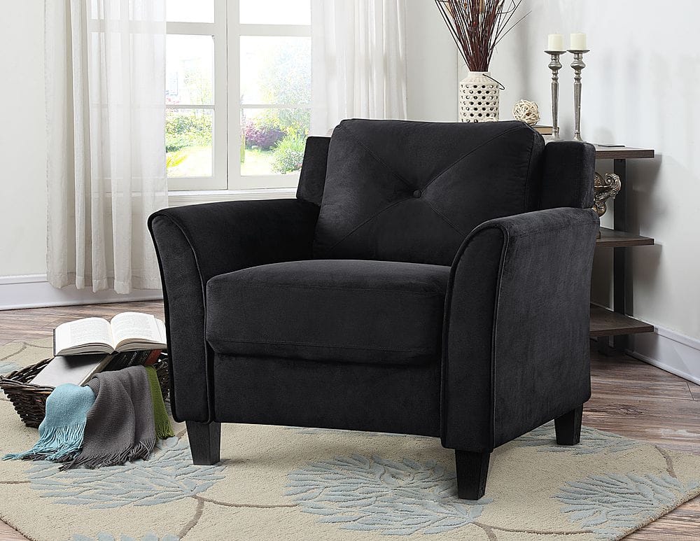 Left View: Lifestyle Solutions - Hartford Chair Upholstered Fabric Curved Arms - Black