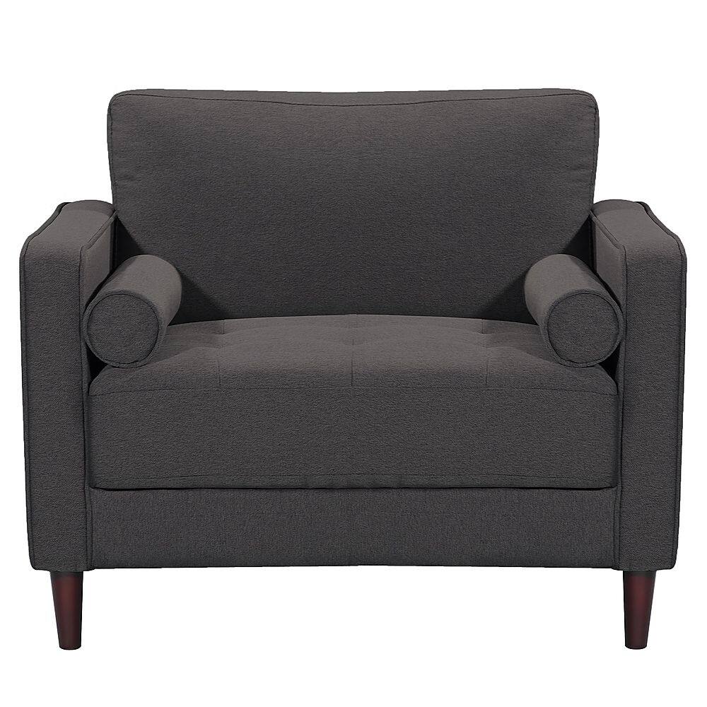 Angle View: Lifestyle Solutions - Langford Chair with Upholstered Fabric and Eucalyptus Wood Frame - Heather Grey