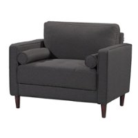 Lifestyle Solutions - Langford Chair with Upholstered Fabric and Eucalyptus Wood Frame - Heather Grey - Front_Zoom