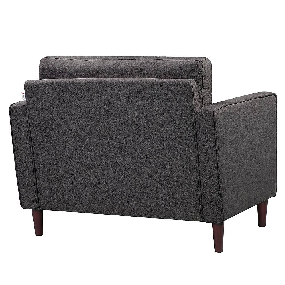 Left View: Lifestyle Solutions - Langford Chair with Upholstered Fabric and Eucalyptus Wood Frame - Heather Grey