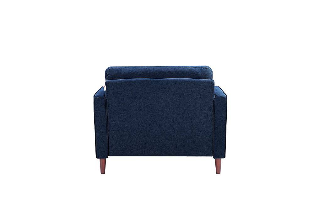 Angle View: Lifestyle Solutions - Langford Chair with Upholstered Fabric and Eucalyptus Wood Frame - Navy Blue