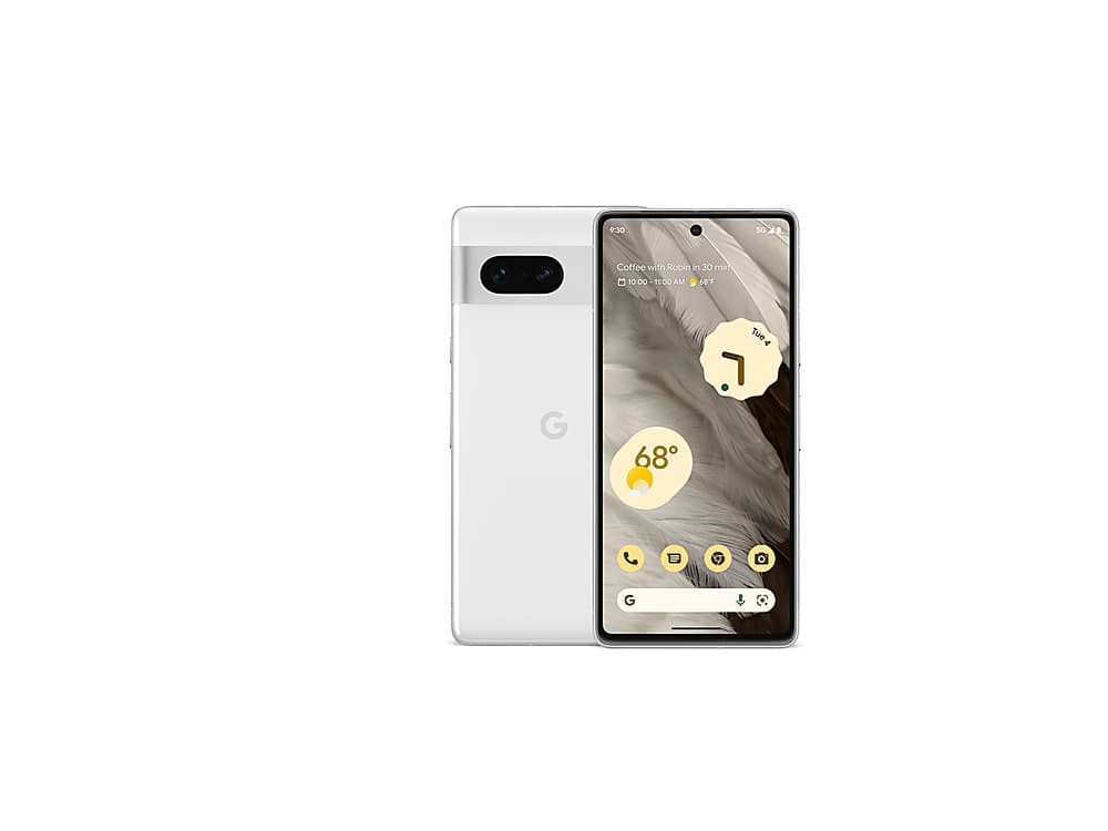 Front. Google - Geek Squad Certified Refurbished Pixel 7 256GB (Unlocked) - Snow.