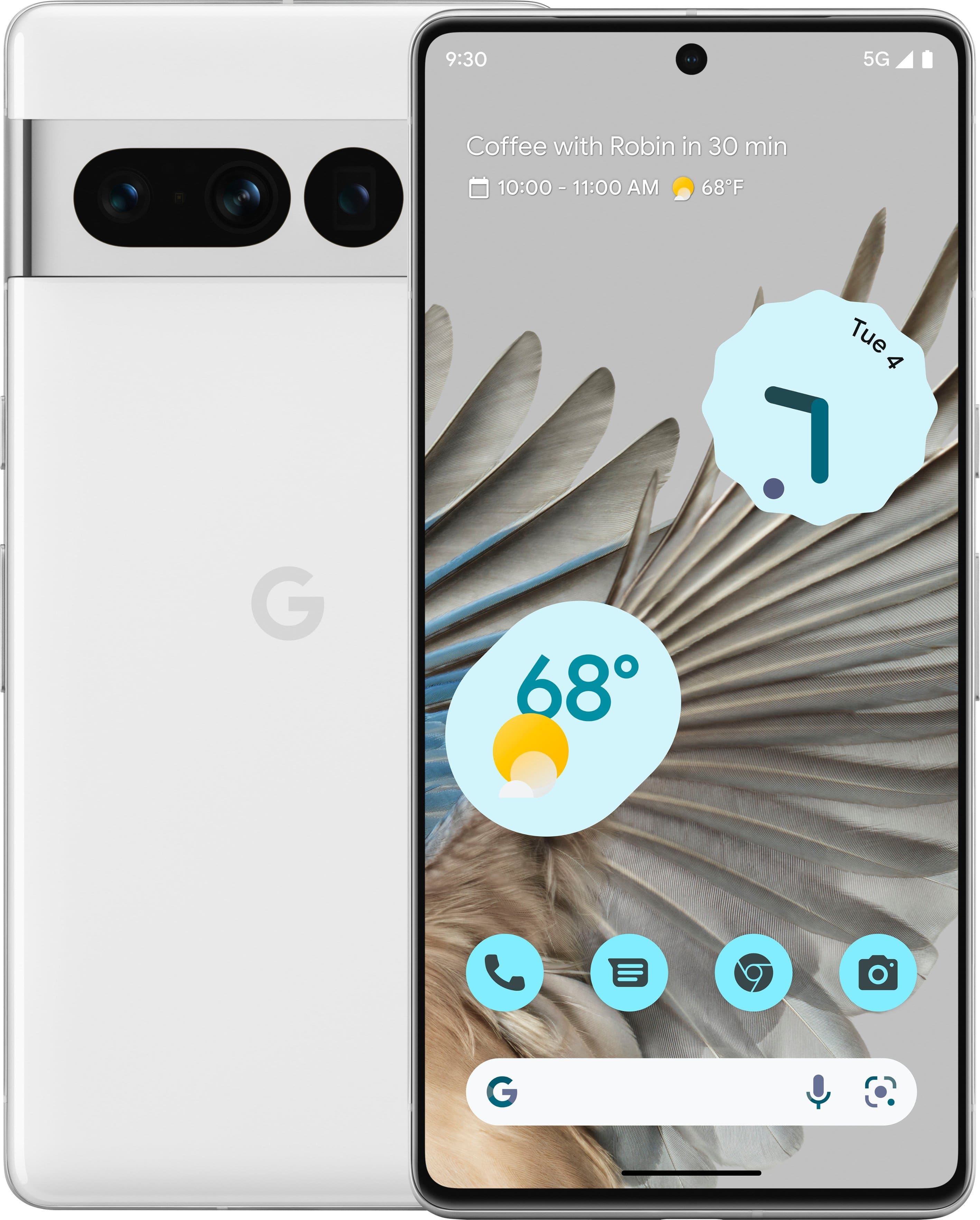 Front. Google - Geek Squad Certified Refurbished Pixel 7 Pro 128GB (Unlocked) - Snow.