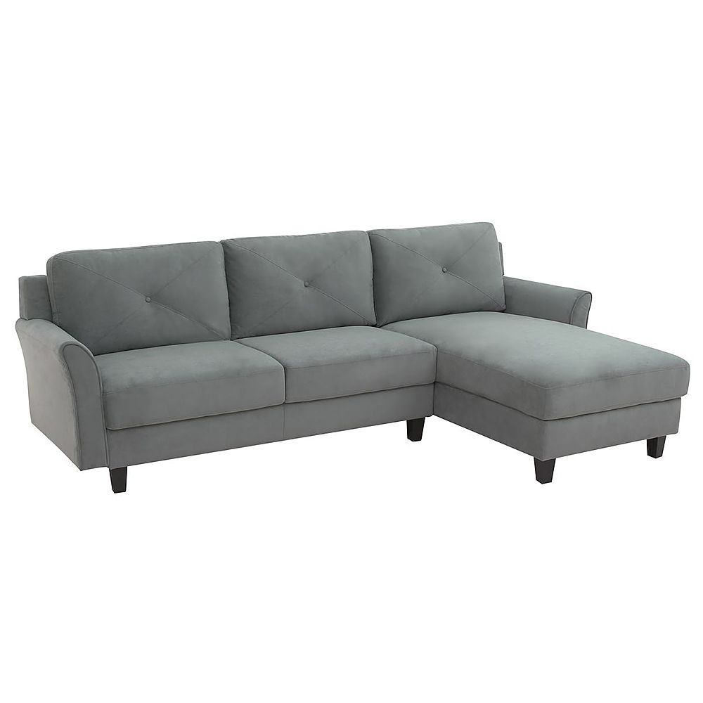 Angle View: Lifestyle Solutions - Hartford Three Seat Sectional Sofa Upholstered Microfiber Fabric Curved Arms - Dark Grey