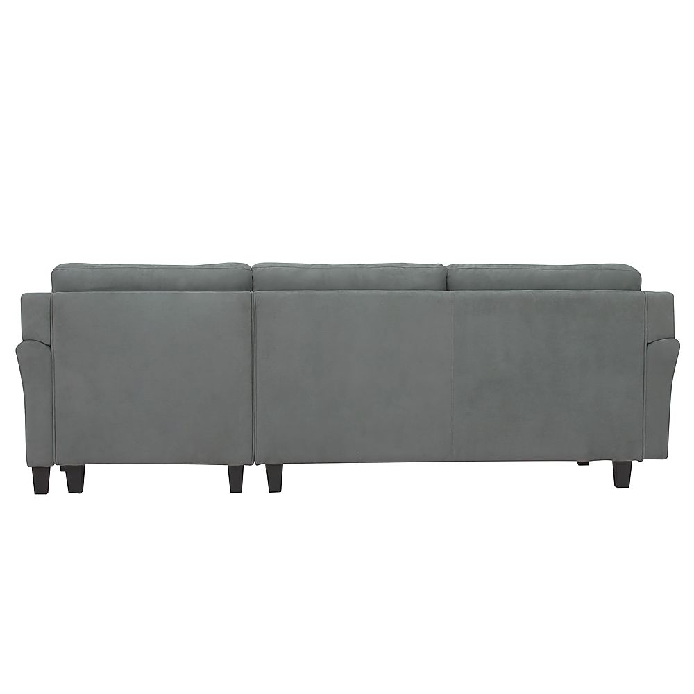 Left View: Lifestyle Solutions - Hartford Three Seat Sectional Sofa Upholstered Microfiber Fabric Curved Arms - Dark Grey