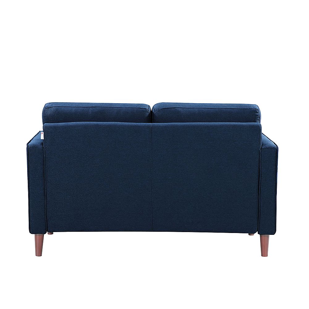 Left View: Lifestyle Solutions - Langford Loveseat with Upholstered Fabric and Eucalyptus Wood Frame - Navy Blue