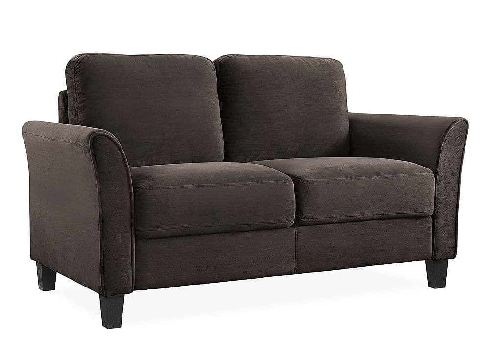 Angle View: Lifestyle Solutions - Westin Two Seat Curved Arm Microfiber Loveseat - Coffee