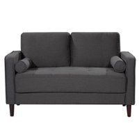 Lifestyle Solutions - Langford Loveseat with Upholstered Fabric and Eucalyptus Wood Frame - Heather Grey - Front_Zoom