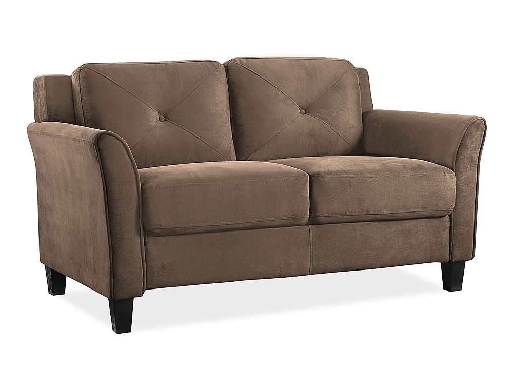 Angle View: Lifestyle Solutions - Hartford Loveseat Upholstered Microfiber Fabric Rolled Arms - Brown