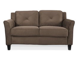 Lifestyle Solutions - Hartford Loveseat Upholstered Microfiber Fabric Rolled Arms - Brown - Front_Zoom