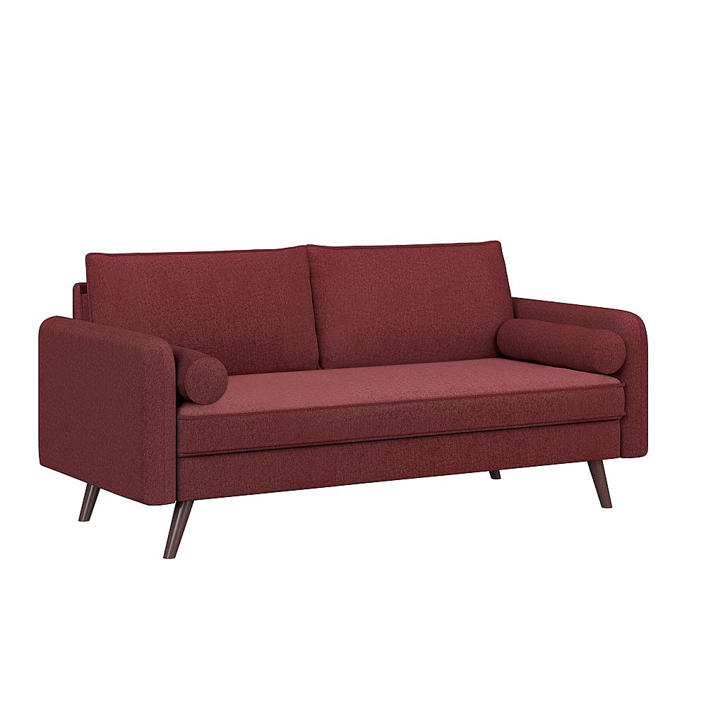 Angle View: Lifestyle Solutions - Camden Stationary Sofa Hairpin Legs Pocket Coils - Burgundy