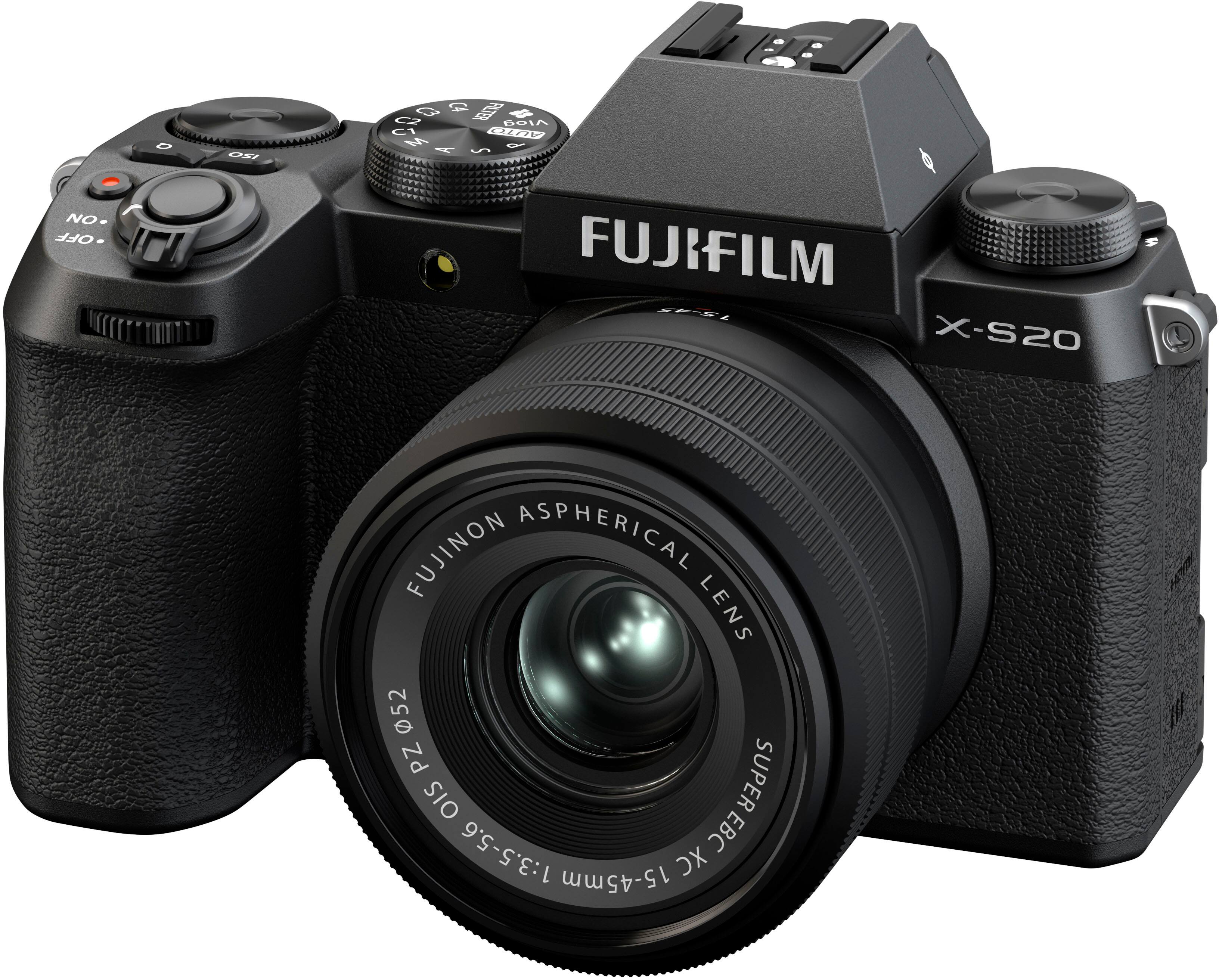 Angle. Fujifilm - X-S20 Mirrorless Camera with  XC15-45mm Lens Bundle - Black.