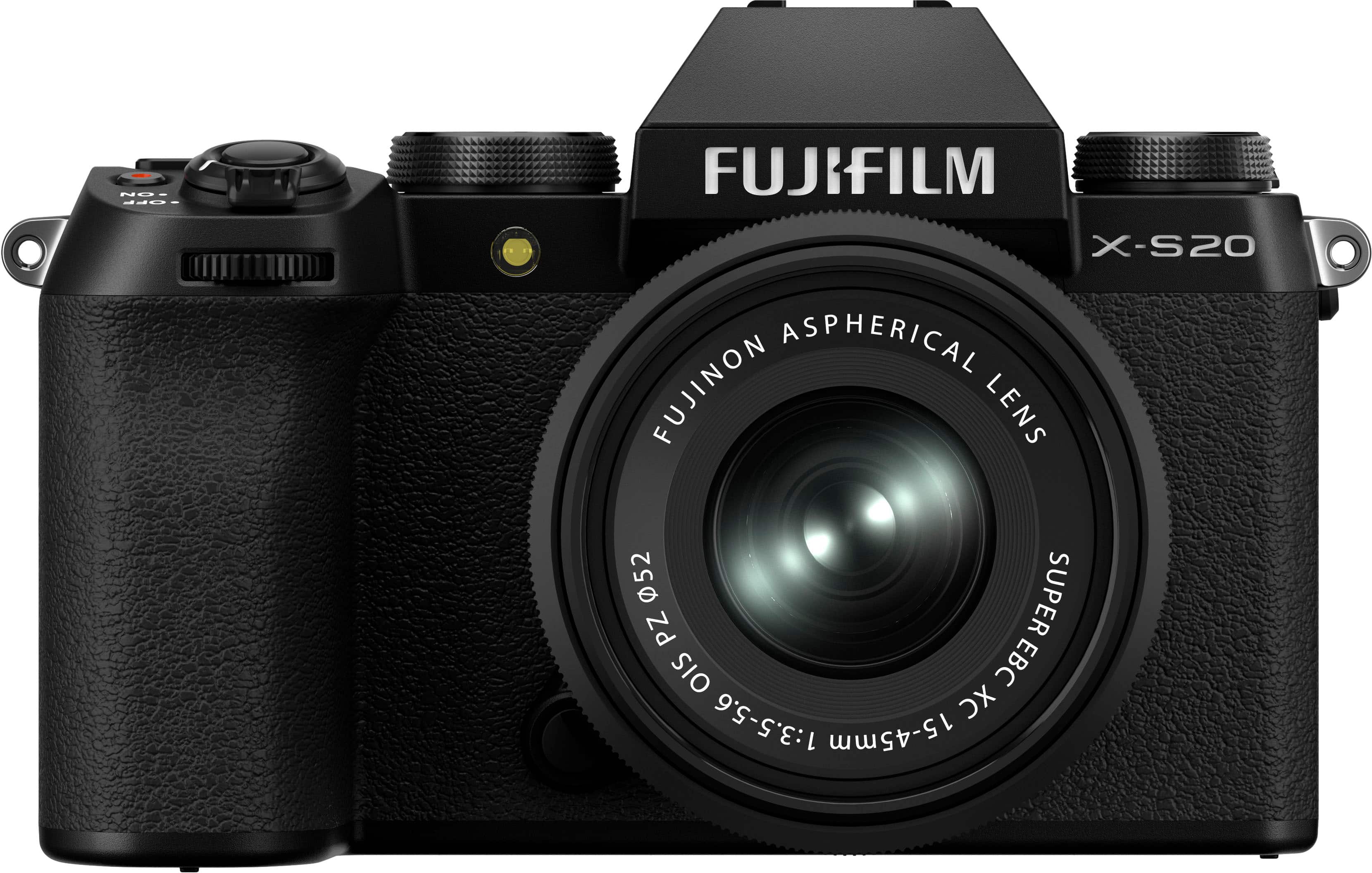 Front. Fujifilm - X-S20 Mirrorless Camera with XC15-45mm Lens Bundle - Black.