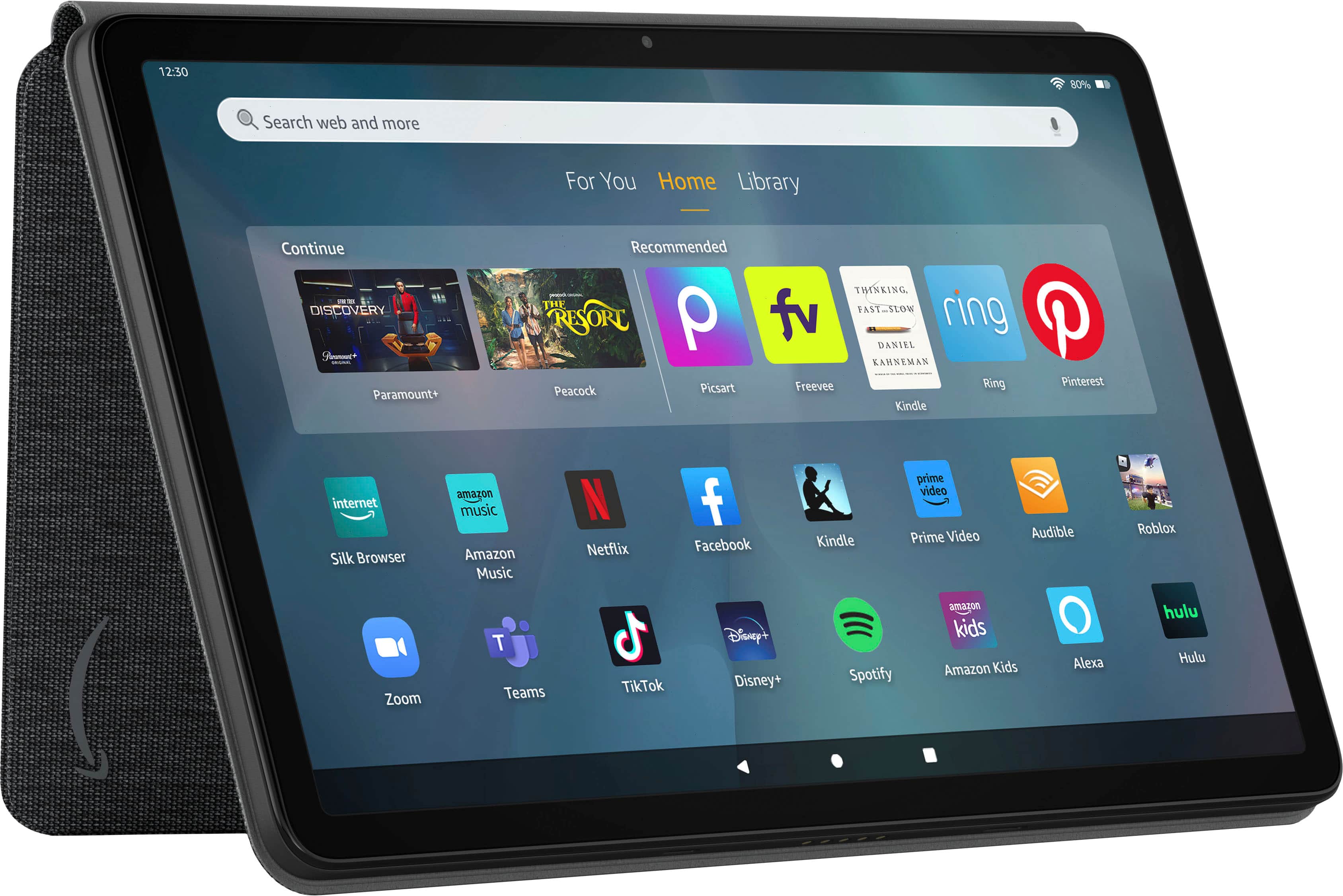 Angle. Amazon - Magnetic Slim Cover for Fire Max 11 Tablet (2023 Release) - Black.