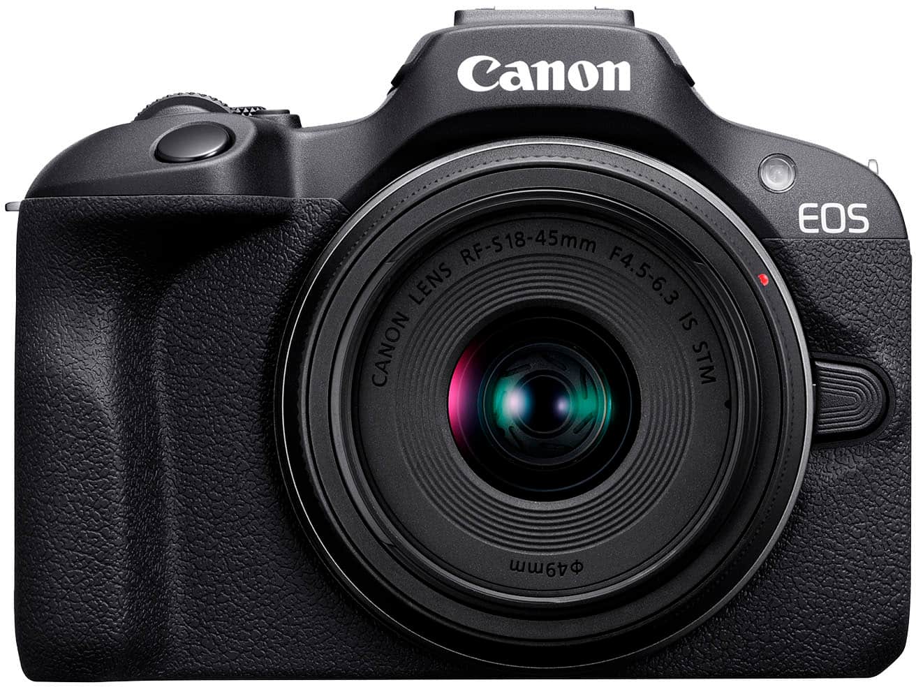Front. Canon - EOS R100 4K Video Mirrorless Camera 2 Lens Kit with RF-S 18-45mm and RF-S 55-210mm Lenses - Black.