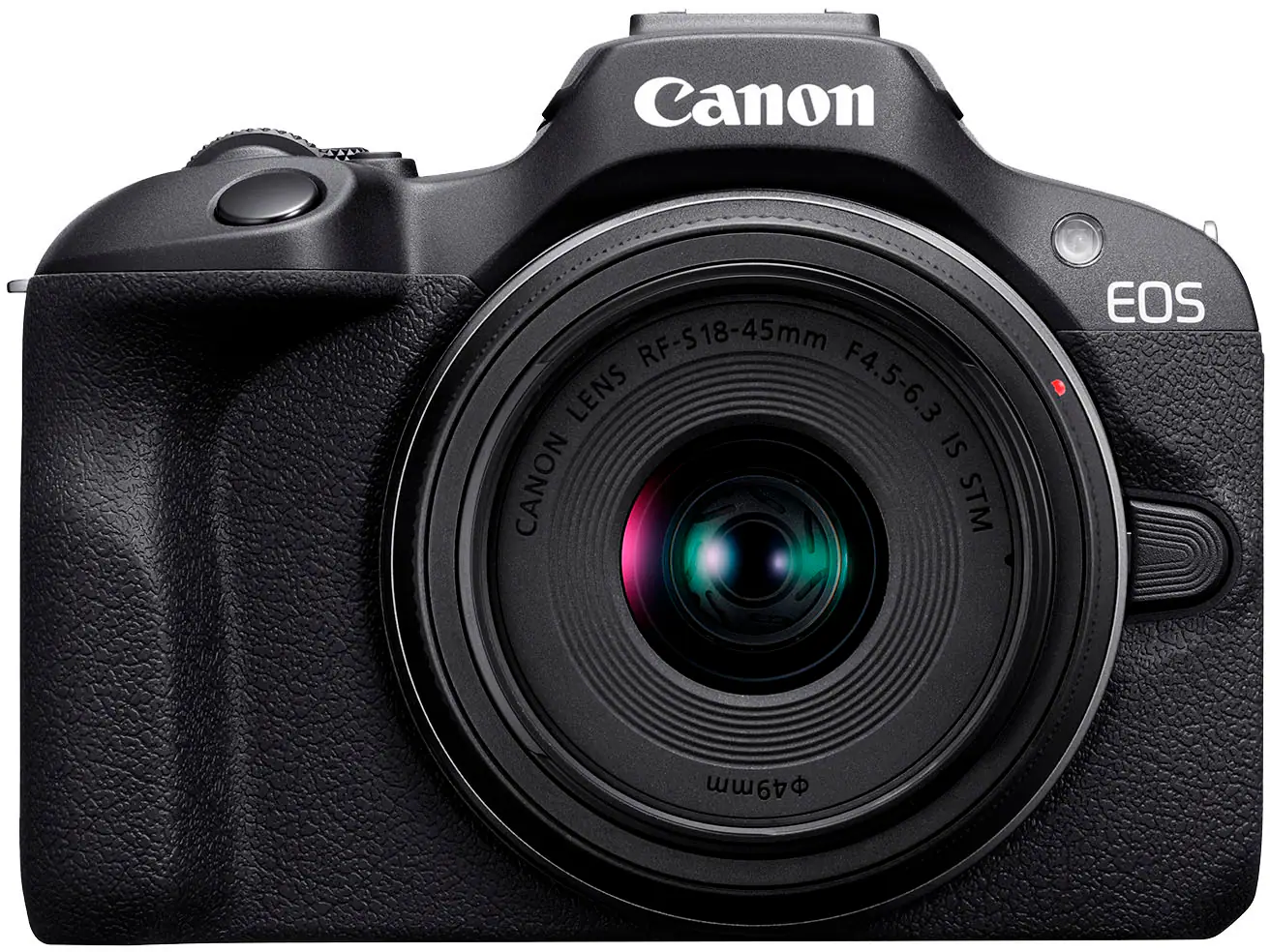 Front. Canon - EOS R100 4K Video Mirrorless Camera 2 Lens Kit with RF-S 18-45mm and RF-S 55-210mm Lenses - Black.