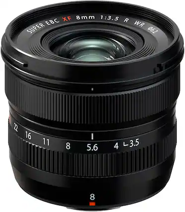 Front. Fujifilm - FUJINON XF8mm F3.5 Standard Prime Lens X-Mount - Black.