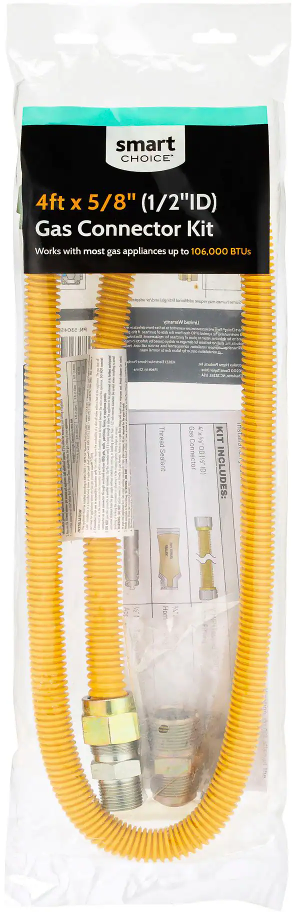 Smart Choice 4’ X 5/8” Gas Connector Kit 5304535256 - Best Buy