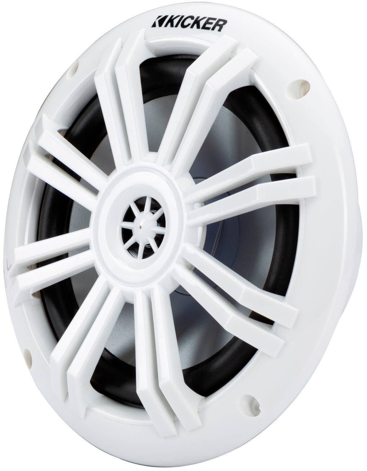 Left. KICKER - 6-1/2" 2-Way Marine Speakers with Polypropylene Cones (Pair) - White.