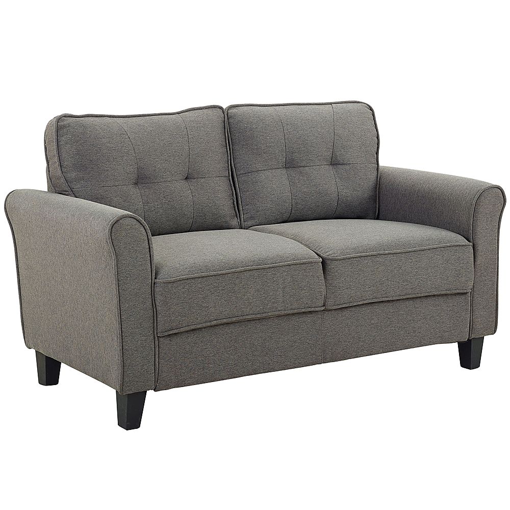 Angle View: Lifestyle Solutions - Hamilton Loveseat with Upholstered Fabric Rolled Arms - Heather Gray